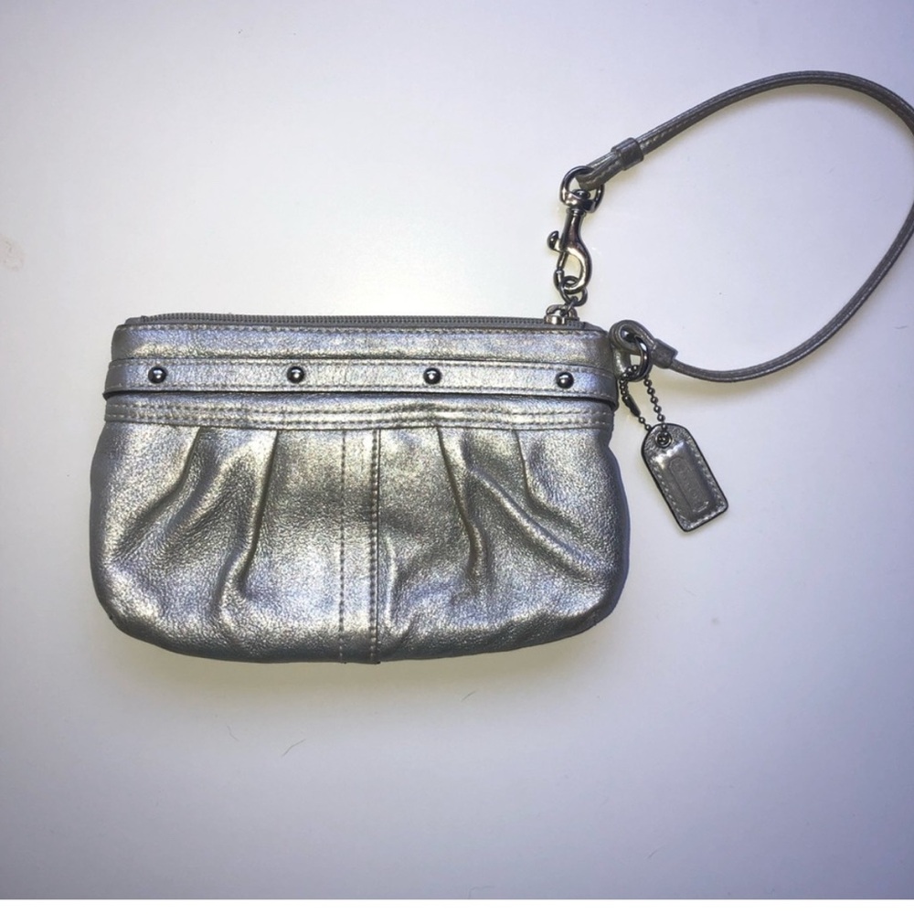 Coach Metallic Silver Wristlet Clutch - Picture 2 of 6